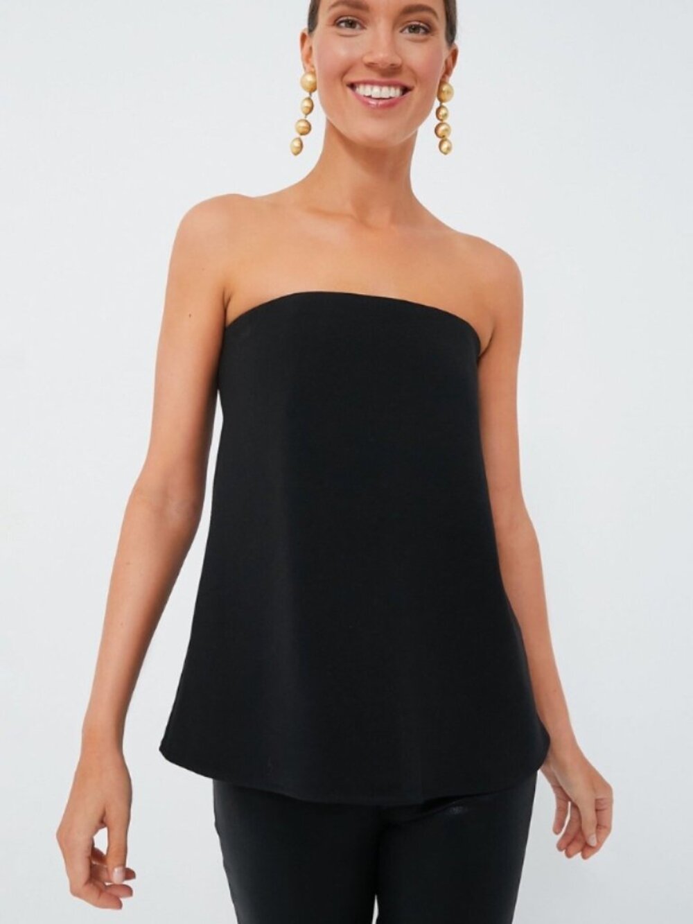 Tuckernuck Strapless Noir Crepe Marin Top Black XS Blouse Built-in Bra